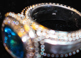 DIAMOND with Blue Topaz Center Stone Ring and 18 Karat White Gold Accents Size 5