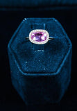 DIAMOND 18 Karat Rose Gold Ring with Pink Sapphire Center Stone Size 7