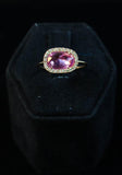 DIAMOND 18 Karat Rose Gold Ring with Pink Sapphire Center Stone Size 7