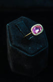 DIAMOND 18 Karat Rose Gold Ring with Pink Sapphire Center Stone Size 7