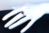 DIAMOND 18 Karat Rose Gold Ring with Pink Sapphire Center Stone Size 7