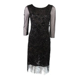 OSCAR DE LA RENTA Black Sequin Cocktail Dress Size 12