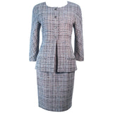 CHANEL Grey and Blue Skirt Suit Size 42