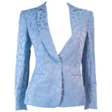 GIORGIO ARMANI Blue Animal Print Jacket w/ Gold Studs Size 42