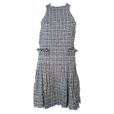 CHANEL Black and White Tweed Criss Cross Back Dress Size 36