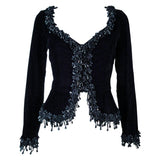 VICTOR COSTA Black Velvet Beaded Evening Jacket Size 4-6