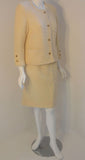 CHANEL 1980s 2 pc Cream Wool Skirt Set Size 44
