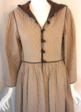 YVES SAINT LAURENT 1980s Khaki Quilted Toggle Coat Dress