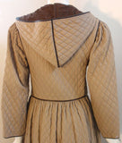 YVES SAINT LAURENT 1980s Khaki Quilted Toggle Coat Dress