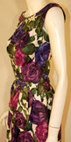CEIL CHAPMAN 1950s Violet Cotton Floral Print Wiggle Dress