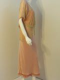 VINTAGE Circa 1920s Beaded Jacket, Pink Silk Chiffon Gown