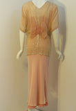 VINTAGE Circa 1920s Beaded Jacket, Pink Silk Chiffon Gown