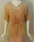 VINTAGE Circa 1920s Beaded Jacket, Pink Silk Chiffon Gown