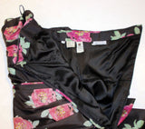 EMANUEL UNGARO 1980s Black and Pink Floral Strapless Gown