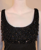 CEIL CHAPMAN 1950s Vintage Black Empire Waist Gown Size 8