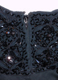 CEIL CHAPMAN 1950s Vintage Black Empire Waist Gown Size 8