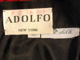 ADOLFO 1980s 2 pc Red Satin Skirt and Black Velvet Jacket