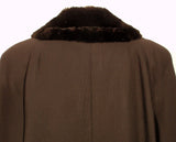 TRAINA-NORELL Black Faille Coat w/ Rhinestone Buttons & Beaver Collar