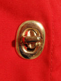 BONNIE CASHIN Vintage Red and Tan Raincoat with Gold Closures Size 16