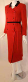 COURREGES 2 pc Red and Black Wool Jacket and Skirt Set with Belt