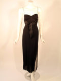 JACQUELINE DE RIBES Black Silk Chiffon Slip Dress with Caftan