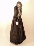 LORIS AZZARO 1980s Black Taffeta & Lace Gown