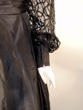 LORIS AZZARO 1980s Black Taffeta & Lace Gown