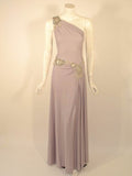CUSTOM Lilac One-Shoulder Gown Hand Beaded Lace Detail