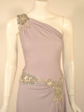 CUSTOM Lilac One-Shoulder Gown Hand Beaded Lace Detail