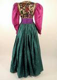 OSCAR DE LA RENTA  Green, Purple, Pink Gown with Beaded Bodice
