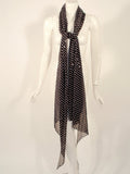 ANDRE LAUG Polka Dot Sequin Chiffon Gown, Scarf Size 4