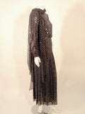 ANDRE LAUG Polka Dot Sequin Chiffon Gown, Scarf Size 4