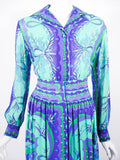 EMILIO PUCCI 1970s Silk Print Blouse & Skirt Ensemble