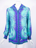 EMILIO PUCCI 1970s Silk Print Blouse & Skirt Ensemble