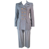 YVES SAINT LAURENT Gray Wool Pinstripe Trouser Set Size 40
