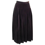 YVES SAINT LAURENT Brown Velvet Pleated Flare Skirt Size 36