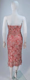 ELIZABETH MASON COUTURE Pink Metallic Lace Cocktail Dress