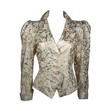YVES SAINT LAURENT Gold Foil Jacket w/ Daisy Buttons Size 40