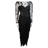 VICKY TIEL Black Lace and Jersey Gown Size 38