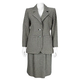 YVES SAINT LAURENT 1980s Rive Gauche Houndstooth Skirt Suit