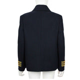 BALENCIAGA Navy Sailor Peacoat with Yellow Rope Trim