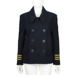 BALENCIAGA Navy Sailor Peacoat with Yellow Rope Trim