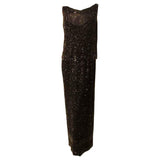 CEIL CHAPMAN 1960s Vintage 2 pc Black Beaded Gown