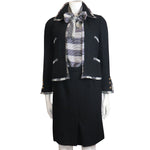 Chanel Black Boucle w/ Stripes and Gold Accents Skirt Suit (5PC) Circa 1990s