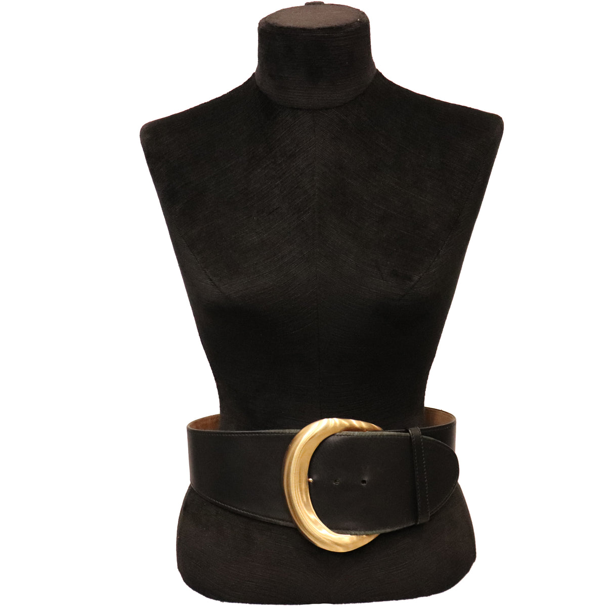 Donna Karan Black Leather Belt W/ Gold tone Buckle – The 
