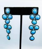 TURQUOISE and Silver Earrings with 14 Karat Gold Post Accents