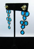 TURQUOISE and Silver Earrings with 14 Karat Gold Post Accents