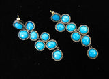TURQUOISE and Silver Earrings with 14 Karat Gold Post Accents