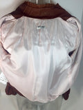 MIU MIU Tan Leather Smocked Detail Zip Front Leather Jacket Size 2-4
