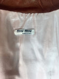 MIU MIU Tan Leather Smocked Detail Zip Front Leather Jacket Size 2-4